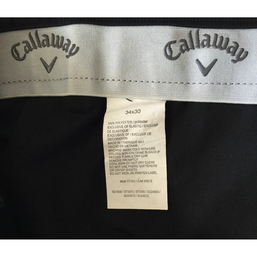 Callaway Golf Pants Mens 34x30 Black Performance Stretch Flat Front Casual - Picture 3 of 11